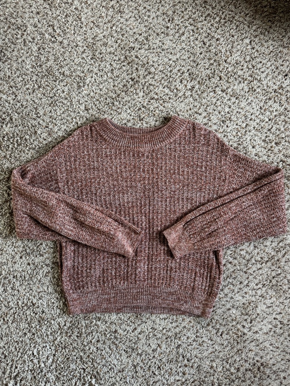 Cozy Rust Orange Knit Crewneck Sweater